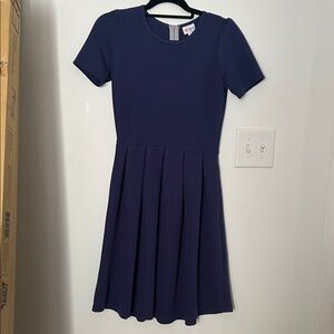 LuLaRoe Navy Short Sleeve Fit-and-Flare Dress